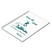 "Ride the Wave" Inspirational Surfing Graphic ノートブック (左側)