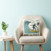 Ride the Wave Throw Pillow Gift for Surf Lovers Be クッション (椅子)