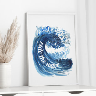 Ride the wave watercolor quote Poster ポスター