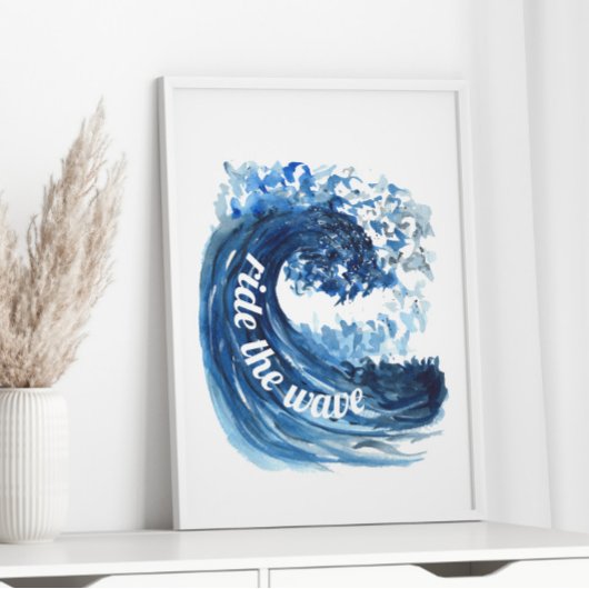 Ride the wave watercolor quote Poster ポスター