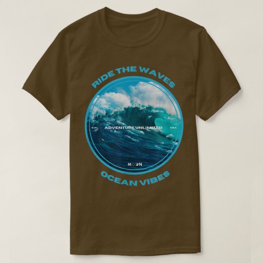 RIDE THE WAVES海ビーブアドベンチャーラブサーフ Tシャツ (デザイン正面)