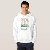 Ride the Waves Retro Surfboard Design パーカ (正面フル)