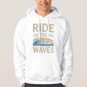 Ride the Waves Retro Surfboard Design パーカ (正面)