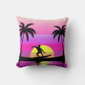 Ride the Waves – Sunset Surf Mood in Purple Tones クッション (正面)