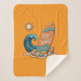 Ride the Waves Surfboard Illustration - Sunny Coas シェルパブランケット