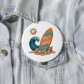 Ride the Waves Surfboard Illustration - Tropical B 缶バッジ (インサイチュ)