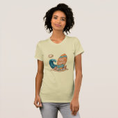 Ride the Waves Surfboard Illustration - Tropical S Tシャツ (正面フル)