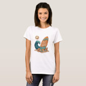 Ride the Waves Surfboard Illustration - Tropical S Tシャツ (正面フル)