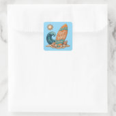 Ride the Waves" Surfing Summer Square Sticker スクエアシール (バッグ)