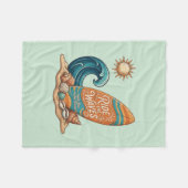 Ride The Waves Vintage Beach Throw Blanket フリースブランケット (正面(横))