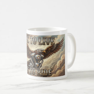 Ride to Live Biker Mug. Eagle and V Twin Engine コーヒーマグカップ
