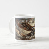 Ride to Live Biker Mug. Eagle and V Twin Engine コーヒーマグカップ (正面左)