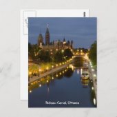 Rideau Canal and the Parliament建物at Night ポストカード (正面/裏面)