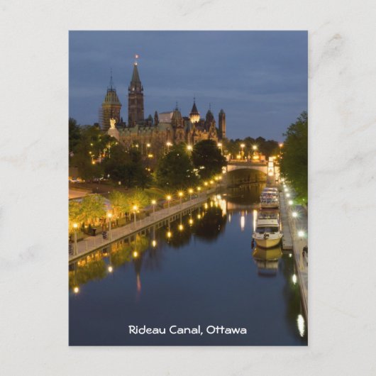 Rideau Canal and the Parliament建物at Night ポストカード (正面)