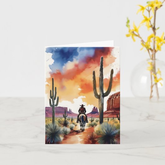 Rider at Dusk Cowboy カード (黄色い花)