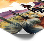 Rider at Dusk Cowboy Western Waterカラー ポスター (角)