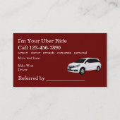 Rideshareタクシー運転手の紹介 名刺 (正面)
