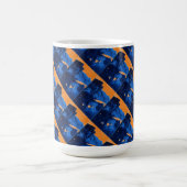 "Ridge 1凍ってい Blue on Orange Tiled"抽象芸術マグ コーヒーマグカップ (中央)