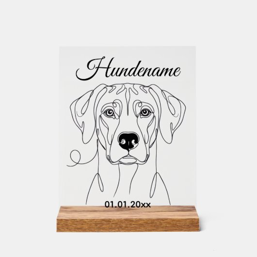 Ridgeback Dog Portrait Personalized Acrylic Print アクリルサイン (正面)
