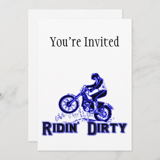 Ridinの汚れた土のバイクのライダー 招待状 (正面/裏面)