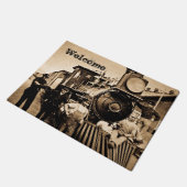 Ridinヴィンテージの鉄道機関車の乗組員を訓練する ドアマット (アングル)