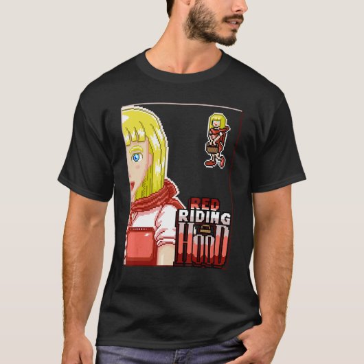 Riding Hood Pixel Girl Gaming Fantasy Character V2 Tシャツ (正面)