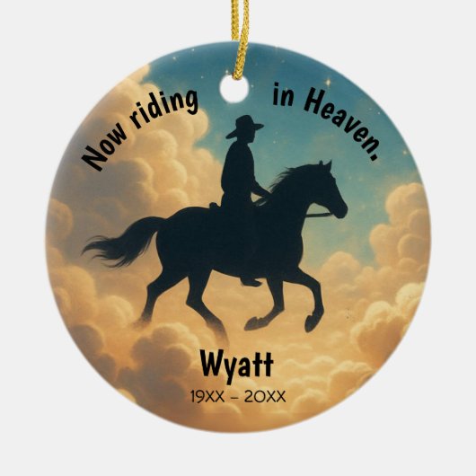 Riding in Heaven Personalized Christmas Ornament セラミックオーナメント (正面)
