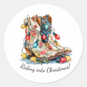Riding Into Christmas - Festive Cowboy Boots with ラウンドシール (正面)