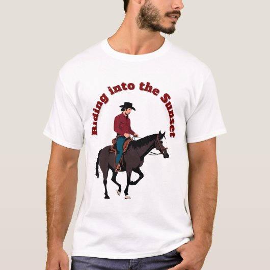 Riding into the Sunset - Cowboy op Paard Tシャツ (正面)