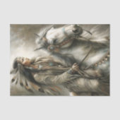 Riding Native Woman & White Horse Decoupage 薄葉紙 (正面)