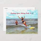 Riding the Surf, Asbury Park, NJヴィンテージ ポストカード (正面/裏面)