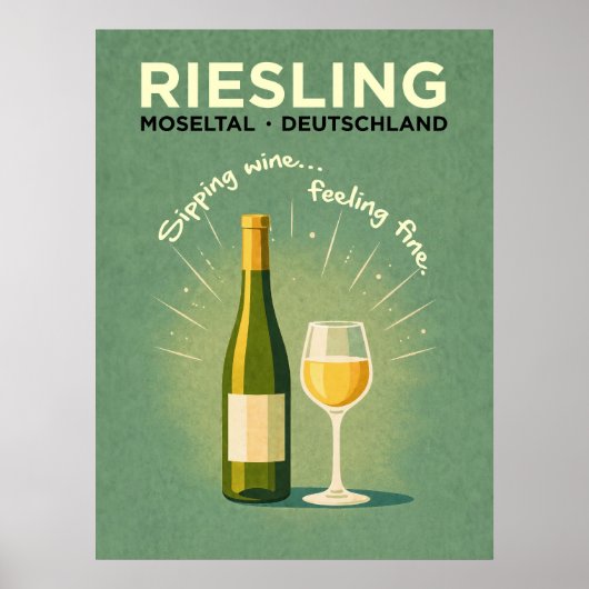 Riesling Green Vintage Travel ポスター (正面)