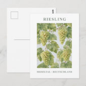Riesling Mosel Vintage Green Floral ポストカード (正面/裏面)