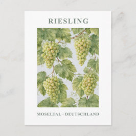 Riesling Mosel Vintage Green Floral ポストカード