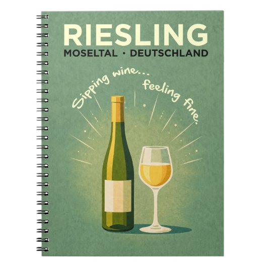 Riesling Moseltal Deutschland Vintage Travel Art ノートブック (正面)