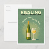 Riesling Moseltal Germany Green Vintage Travel Art ポストカード (正面/裏面)
