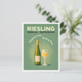 Riesling Moseltal Germany Green Vintage Travel Art ポストカード (スタンド正面)