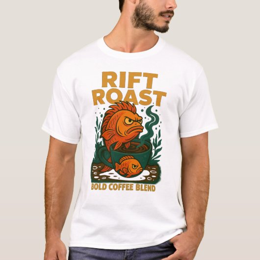 Rift Roast Fish Coffee Tシャツ – はっきりした & おもしろい Caff (正面)