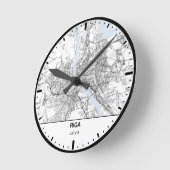 Riga Clock City Line Art ラウンド壁時計 (傾斜)