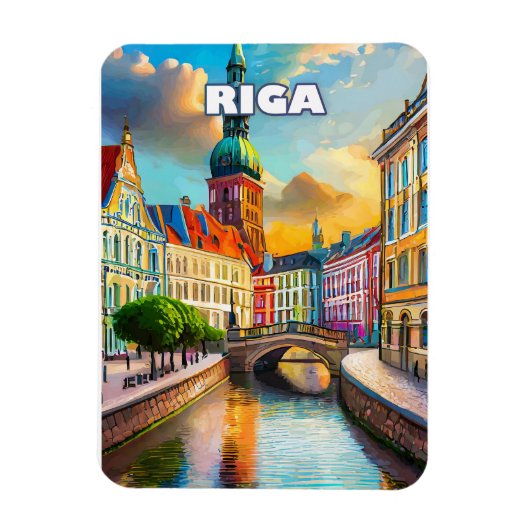 Riga, perle de la Baltique, aux mille couleurs マグネット (縦)