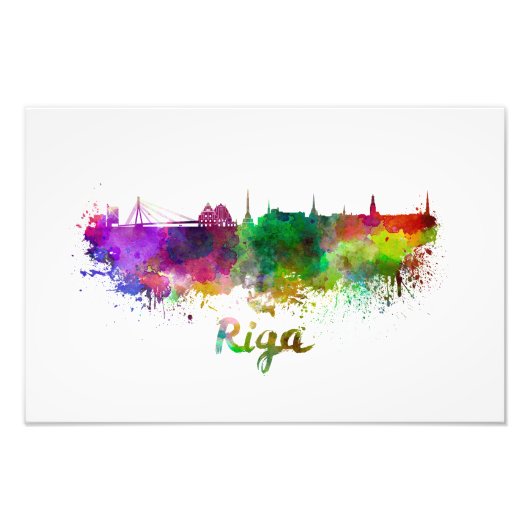 Riga skyline in watercolor フォトプリント            (正面)