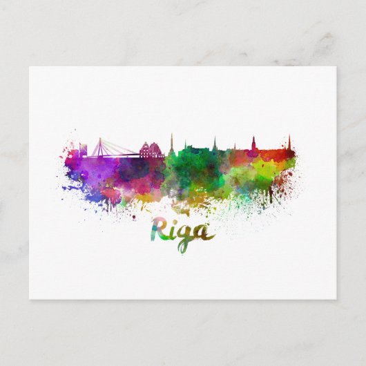 Riga skyline in watercolor ポストカード (正面)