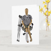 Right Leg in Cast in a chair with crutches カード (黄色い花)