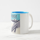 Rigi Switzerlandスキー旅行ポスター ツートーンマグカップ (正面右)