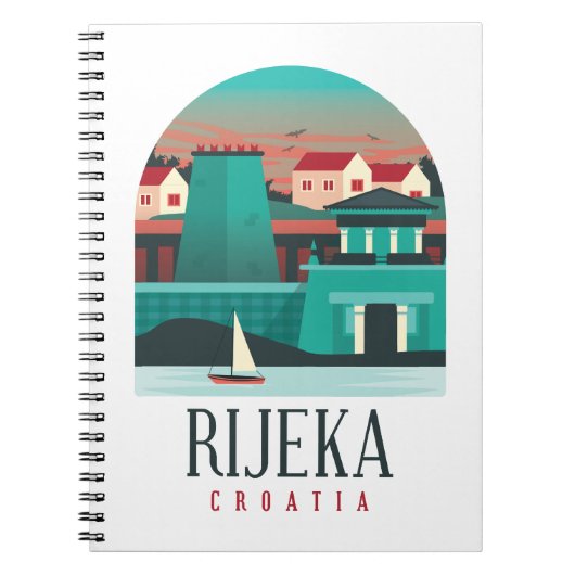 Rijeka Croatiaヴィンテージミニマルマグネット ノートブック (正面)