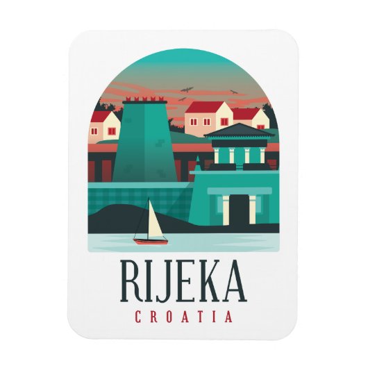 Rijeka Croatiaヴィンテージミニマルマグネット マグネット (縦)