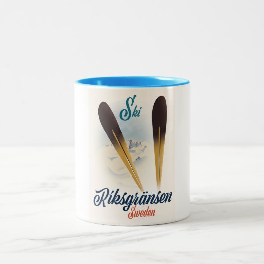 Riksgrainsenスウェーデンスキー旅行アート ツートーンマグカップ (中央)