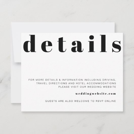 RILEYレトロはっきりしたのモダン結婚詳細カード 招待状 (正面)