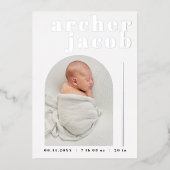 RILEY モダン Foil Arch写真ベビーのお知らせ 箔招待状 (正面)