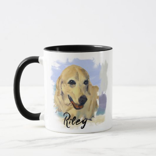“Riley” - 犬の肖像画 - オリジナルデザインで作成しよう マグカップ (左)